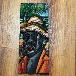 Vintage hand-carved and painted wooden folk art panels from Brazil